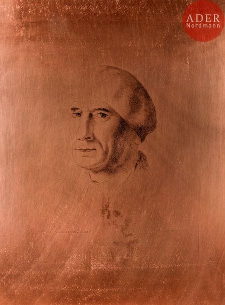 Raoul Serres (1881-1971) 
Paul Fort. Cuivre gravé à la pointe sèche d’après G. Severini, les angles arrondis. 198 x 268. Petites traces d’oxydation en surface. Noms du peintre et du graveur à la pointe.