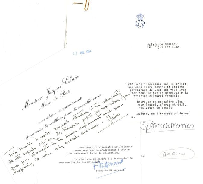 POLITIQUE. 13 lettres ou pièces, à Michel de L’Ormeraie.

   Raymond Barre, général de Bénouville, Jacques Chirac, Grace de Monaco, François Mitterrand, Michel d’Ornano, Anouar El Sadate, Secrétariat du Shah d’Iran, Simone Veil (5).
   On joint 3 documents anciens : général Gardanne, Horace Sebastiani, et Marmont duc de Raguse (gravure jointe).