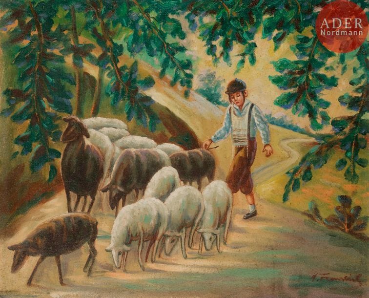 Héléna FRENKIEL (1900-1942)
Helena FRENKIEL (1900-1942) 
Le jeune berger et son troupeau 
Huile sur toile. 
Signée en bas à droite. 
37 x 45,5 cm




Mots clés : {CR}judaïca, juif, juive, hébreux, rabbins, jewish, torah, hebrew, hebraica,, judaisme, synagogue, sionisme, pessah, pessach, haggada, haggadah, hagada, hagadah, passover, menora, menorah, hannuka, hannuca, hannoucca, hanouccah, torah, juden, israélite, Israël, antisemitism, antisémitisme, dreyfus, meguila, sepharade, sefarad, ketouba