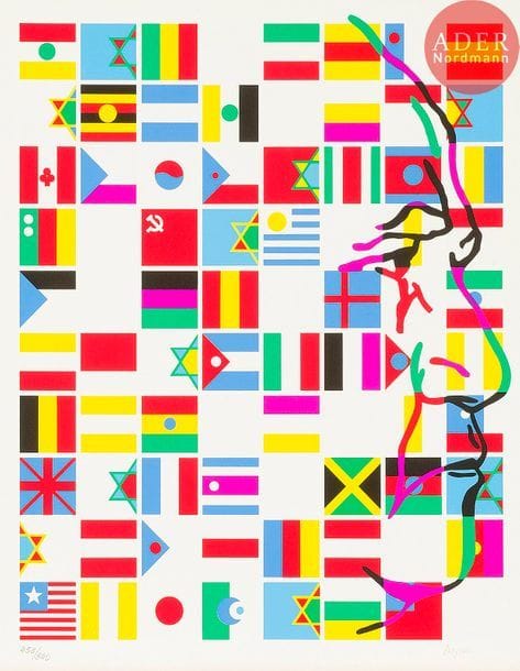 Yaacov AGAM (Né en 1928) 
Ben Gourion I, II et III 1985. 
3 sérigraphies couleurs du portfolio Ben Gourion. 
Signées en bas à droite et numérotées sur 540 à gauche. 
55 x 44 cm




Mots clés : {CR}judaïca, juif, juive, hébreux, rabbins, jewish, torah, hebrew, hebraica,, judaisme, synagogue, sionisme, pessah, pessach, haggada, haggadah, hagada, hagadah, passover, menora, menorah, hannuka, hannuca, hannoucca, hanouccah, torah, juden, israélite, Israël, antisemitism, antisémitisme, dreyfus, meguila, sepharade, sefarad, ketouba
