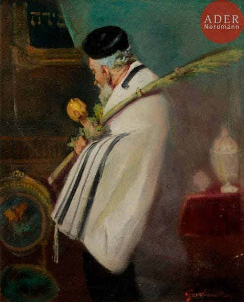 David GARFINKIEL (1902-1970) 
L’homme au Loulav
Huile sur toile.
Signée en bas à droite.
46 x 38 cm




Mots clés : {CR}judaïca, juif, juive, hébreux, rabbins, jewish, torah, hebrew, hebraica,, judaisme, synagogue, sionisme, pessah, pessach, haggada, haggadah, hagada, hagadah, passover, menora, menorah, hannuka, hannuca, hannoucca, hanouccah, torah, juden, israélite, Israël, antisemitism, antisémitisme, dreyfus, meguila, sepharade, sefarad, ketouba