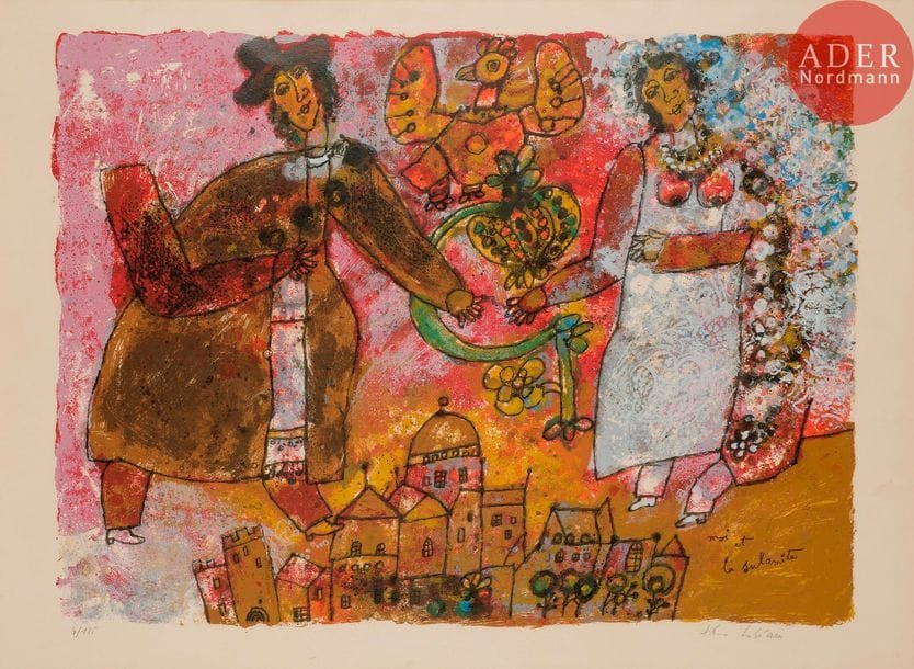 THEO TOBIASSE (1927-2012)
Théo TOBIASSE (1927-2012) 
Moi et la Sulamite 
Lithographie. 
Signée en bas à droite et justifiée sur 175 à gauche. 
51 x 65 cm




Mots clés : {CR}judaïca, juif, juive, hébreux, rabbins, jewish, torah, hebrew, hebraica,, judaisme, synagogue, sionisme, pessah, pessach, haggada, haggadah, hagada, hagadah, passover, menora, menorah, hannuka, hannuca, hannoucca, hanouccah, torah, juden, israélite, Israël, antisemitism, antisémitisme, dreyfus, meguila, sepharade, sefarad, ketouba