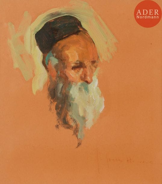 José Cruz-Herrera (1890-1972)
Tête d’oriental. 
Huile sur papier bistre. 
Signée en bas à droite. 
24 x 22 cm (à vue). Cadre.
Provenance : 
Vente Massol 19 novembre 2006, lot n° 41.



Mots clés : {CR}judaïca, juif, juive, hébreux, rabbins, jewish, torah, hebrew, hebraica,, judaisme, synagogue, sionisme, pessah, pessach, haggada, haggadah, hagada, hagadah, passover, menora, menorah, hannuka, hannuca, hannoucca, hanouccah, torah, juden, israélite, Israël, antisemitism, antisémitisme, dreyfus, meguila, sepharade, sefarad, ketouba