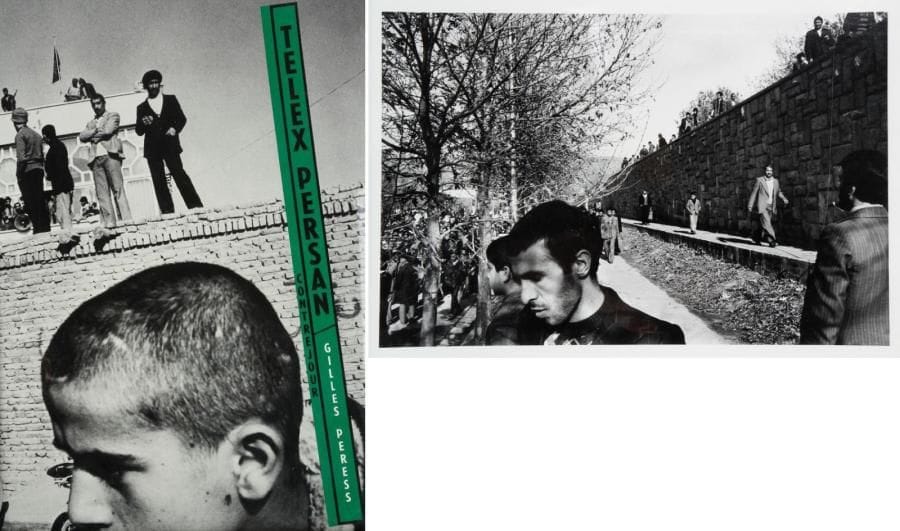 Gilles Peress (né en 1946)
Telex Persan Textes de Claude Nori et Gholam-Hossein Sa'Edi. Editions Contrejour, Paris 1984. Edition originale brochée. Edition de luxe du livre de Gilles Peress sous coffret en toile noire, accompagné d'une épreuve argentique d'époque de Gilles Peress, sur papier baryté, signée et numérotée au verso (28 x 35,5 cm avec les marges). Edition limitée à 70 exemplaires. 