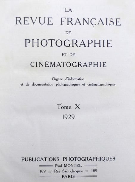 La Revue Française de Photographie et de Cinématographie 1928-1936. Publications Paul Montel, Paris. In-8 (26 x 20 cm). Neuf volumes reliés. Tome 9 à Tome 17, richement illustrés de photographies reproduites de Germaine Krull, Laure Albin-Guillot, Ilse Bing , Robert Demachy, Albert Steiner et divers.  