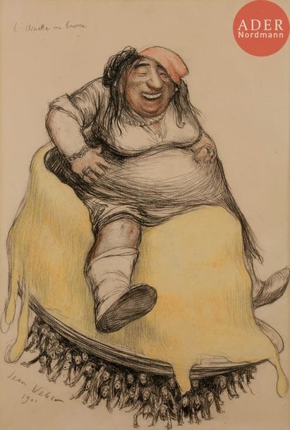 Jean VEBER (1864-1928)
L’Assiette au Beurre, 1901
Fusain et aquarelle.
Signé en bas à gauche.
52 x 35 cm

Bibliographie :
L’Assiette au Beurre n°1 du 4 avril 1901 (reproduit en couleur double page centrale)
Le Livre d’or de L’Assiette au Beurre par Jean-Michel Royer, éditions Jean-Claude Simoën 1977, reproduit en couleurs p. 72 et p. 73.