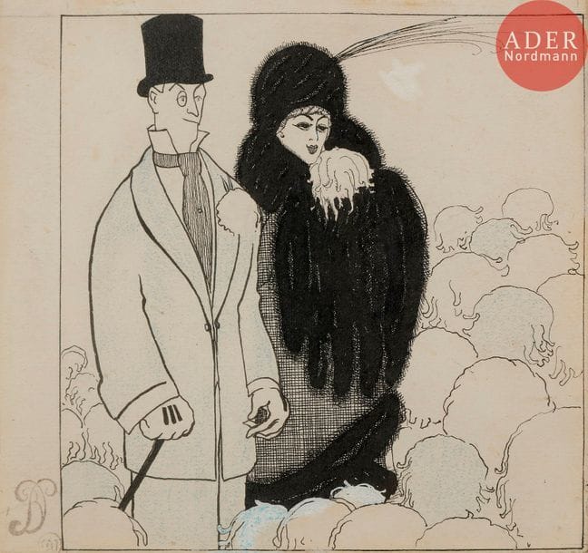 Paul IRIBE (1883-1935)
L’AVENIR, 1909
Encre et rehauts de gouache blanche.
Non signée.
12 x 12 cm

Exposition :
Paul Iribe, précurseur de l’art déco, Bibliothèque Forney, Paris 6 octobre, 31 décembre 1983 sous le n°216.

Bibliographie :
Le Témoin n°45 du 20 novembre 1909, reproduit.