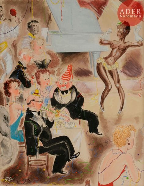 Jean BELLUS (1911-1967)
SOUCIS ! SOUCIS !
Encre, aquarelle et gouache.
Signée en bas à droite et légendée au dos :
Je ne sais pas où nous allons, mais la situation n’est pas gaie en ce moment…
44,5 x 34 cm