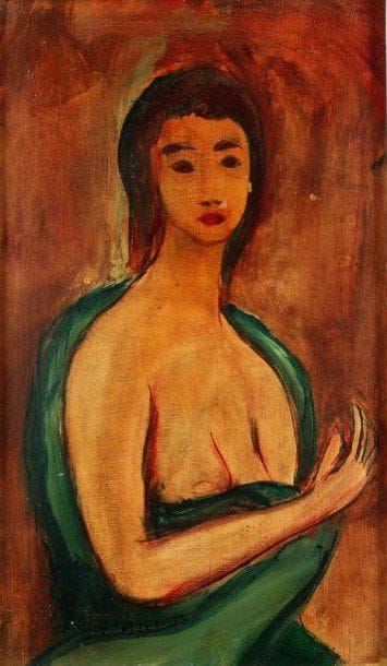 Kurt FAHRNER [Suisse] (1932-1977)
Portrait de femme, 1955 Huile sur panneau Signée et datée en bas vers le centre 36 x 215 cm