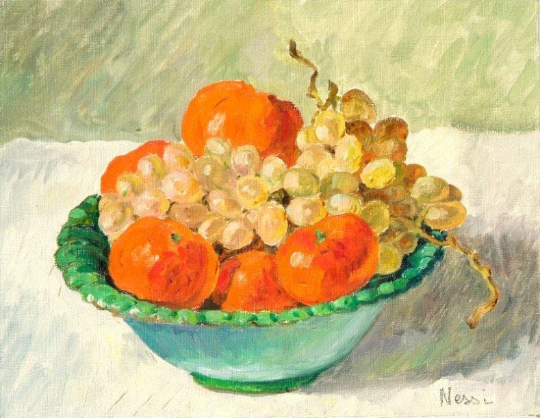 Marie-Lucie NESSI (1910-1992)
Corbeille de fruits Huile sur toile Signée en bas à droite 27 x 35 cm