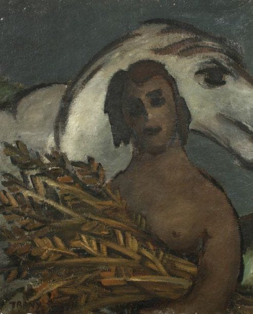 Ly TRANY
Femme au cheval Huile sur toile Signée en bas à gaucheAccidents 74 x 60 cm