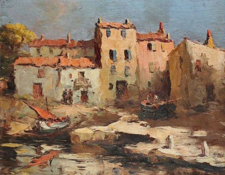 Charles CERMAK (XXe)
Port de pêche Huile sur panneau Signée en bas à droite 22 x 27 cm