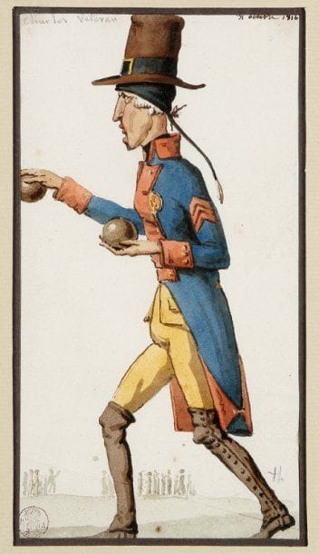 ANONYME
Joueur de pétanque, 1816 Aquarelle sur papier Datée en haut à droite Porte un cachet de collection 17 x 95 cm