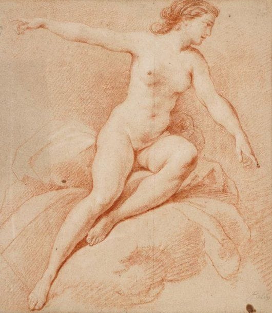 BELIN
Etude de femme Sanguine et mine de plomb sur papier Signée en bas à droite 43,5 x 39 cm (à vue) Taches