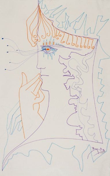 Jean MOULIN (né en 1932)
Profil de femme, 1970 Dessin au feutre Signé et daté en bas à droite 65 x 41 cm