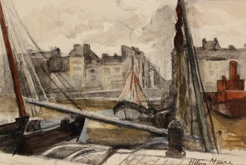 Hélène MARRE (XXe)
Bateaux au port Aquarelle sur papier Signée en bas à droite 17 x 26 cm