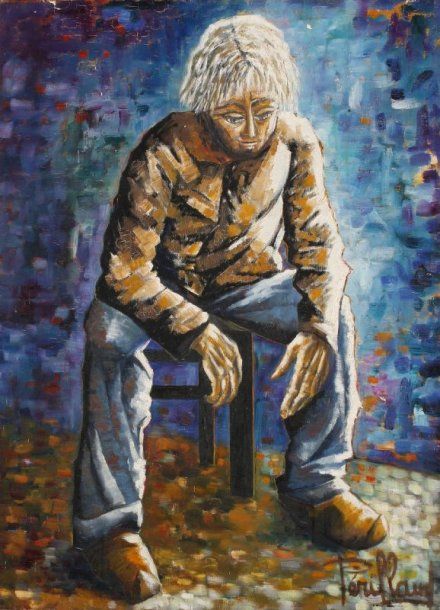 Christiane PERILLAUD (1929-2004)
Le Vieil homme Huile sur toile Signée en bas à droite Signée et titrée au dos 81 x 59 cm