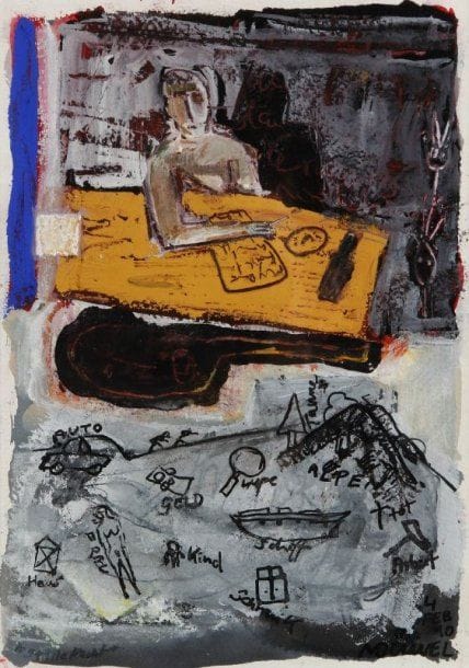 Matthias DÜWEL (né en 1957)
Stille Nacht, 1990 Gouache sur papier Signée et datée 0490 en bas à droite Titrée en bas à gauche 255 x 18 cm 