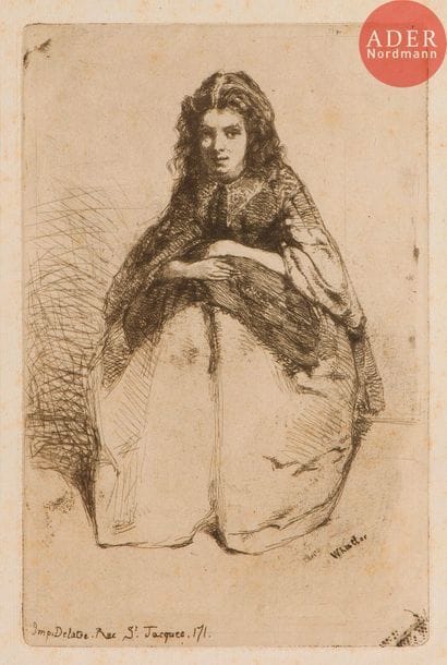 James Abbott Mc Neill Whistler (1834-1903) 
Fumette. 1859. Eau-forte et pointe sèche. 107 x 160. Kennedy 13. Belle épreuve sur vergé mince. Semis de rousseurs claires éparses. Toutes marges.