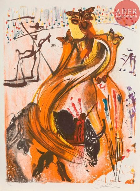 Salvador DALI (1904-1989)
Salvador Dalí (1904-1989) 
Torero. 1972. Lithographie. 505 x 690. Michler et Löpsinger 1358. Impression en couleurs. Très belle épreuve sur vélin blanc fort, revêtue d’une numérotation et d’une signature au crayon. Toutes marges.