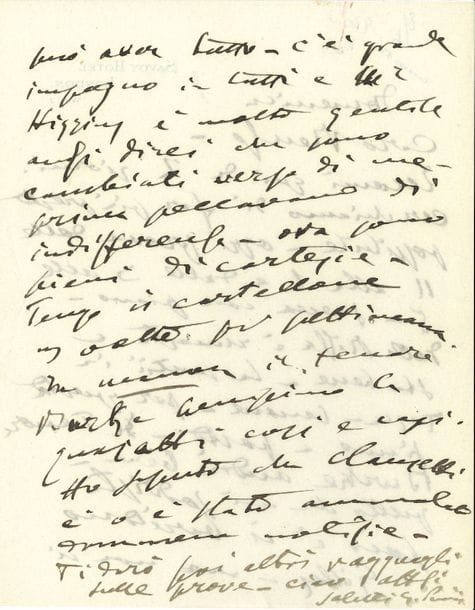 Giacomo PUCCINI. L.A.S., Londres [8 juin 1920], à son ami Renzo Valcarenghi (directeur des éditions Ricordi) ; 2 pages petit in-4 à en-tête du Savoy Hotel ; en italien.

   Il est arrivé à Londres depuis deux jours et tâche d’avancer vite : aujourd’hui répétitions de 11 heures à 1 heure, et de 3 heures à 5 – les scènes avec piano. La soprano Gilda Dalla Rizza est bel et bien de retour et les chanteurs dans Tosca sont bons, notamment le ténor Burke. Le seul qui l’inquiète un peu est le baryton Gilly, « mais on ne peut pas tout avoir ». Tout le monde est très attentionné et Mr. Higgins très bienveillant. Puccini sent que les sentiments ont changé à son égard : « Ils ont péché d’abord par indifférence, maintenant ils sont pleins de courtoisie ». Il est à l’affiche trois fois par semaine. « Dans Manon, le ténor Burke est excellent. Le quatrième acte est comme ci-comme ça »... Les compte-rendus ont probablement été envoyés à Carlo Clausetti ou vont l’être bientôt. Il termine en promettant d’autres nouvelles des répétitions…