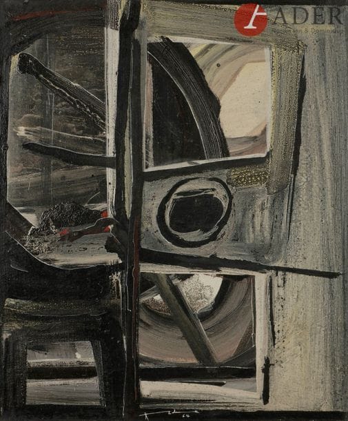 Ala El Dine Abdellatif, dit ALDINE [égyptien] (1917-1992)
H.L.M III, 1964
Huile sur toile.
Signée et datée en pied.
Signée, datée et titrée au dos.
55 x 46 cm