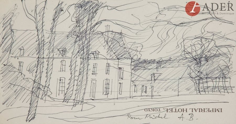 André BRASILIER (né en 1929)
Village
Stylo bille sur enveloppe.
Monogrammé en bas à droite.
10 x 20 cm