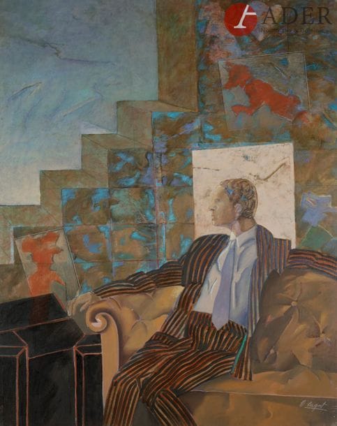 Delia CUGAT (né en 1930)
L’Étranger, 1990
Huile sur toile.
Signée en bas à droite.
Signée au dos.
92 x 73 cm

Provenance : 
Galerie de Francony, Paris.