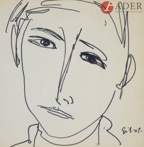 Émile GILIOLI (1911-1977)
Portrait de jeune homme
Feutre.
Signé en bas à droite.
21 x 21 cm