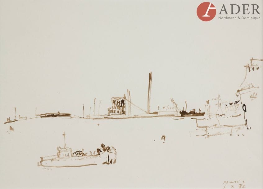 Zoran MUSIC [croate] (1909-2005)
Paysage marin, 1982
Encre.
Signée et datée en bas à droite.
20.5 x 29 cm