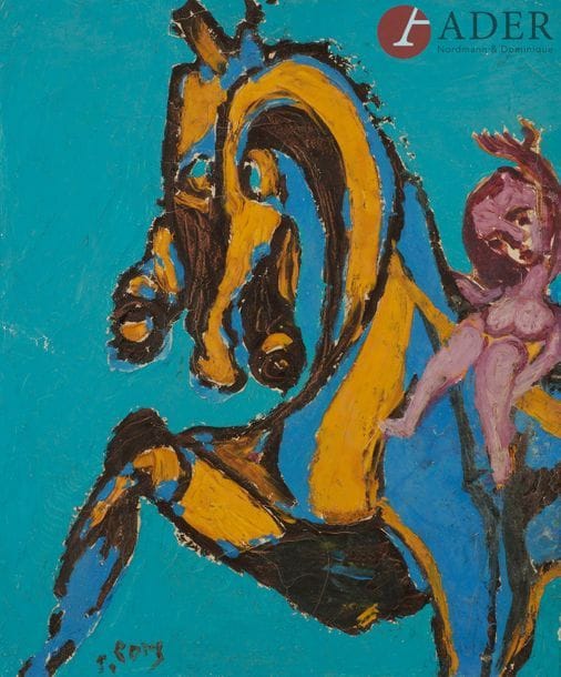 Jean PONS (1913-2005)
Cheval jaune
Huile sur toile.
Signée en bas à gauche.
46 x 38 cm