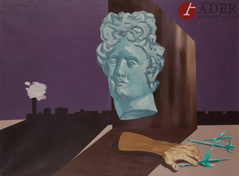 Antonio RECALCATI [italien] (né en 1938)
Canto d’amore, 1973
Huile sur toile.
Signée, datée et titrée au dos.
Titrée en haut à gauche.
73 x 100 cm