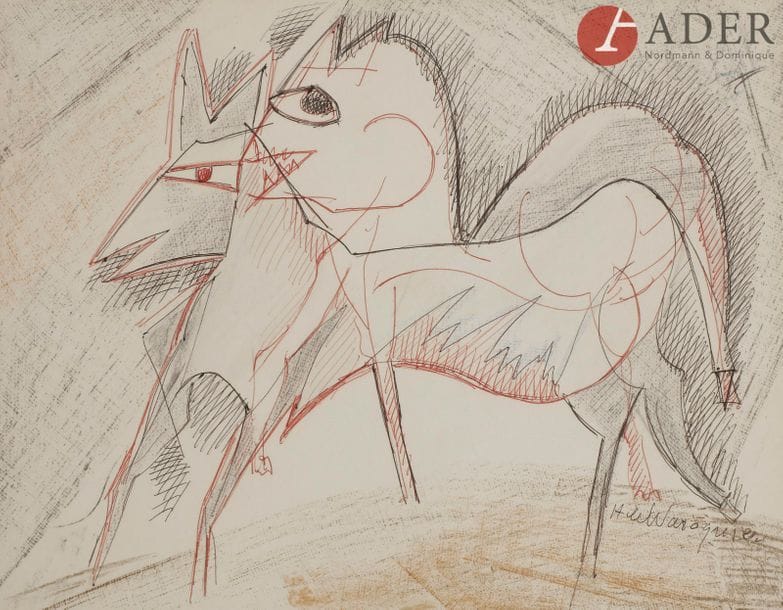 Henri de WAROQUIER (1881-1970)
Animaux fantastiques
Encre et technique mixte sur papier.
Signée en bas à droite.
21 x 27 cm
