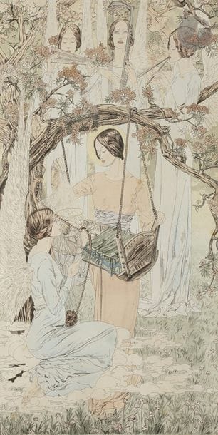 Carlos SCHWABE (1866 - 1926)
Scène de Nativité, 1892
Encre et aquarelle.
Non signée.
77 x 40 cm

On joint L’Illustration du 3 décembre 1892, couverture du même sujet plus développé.