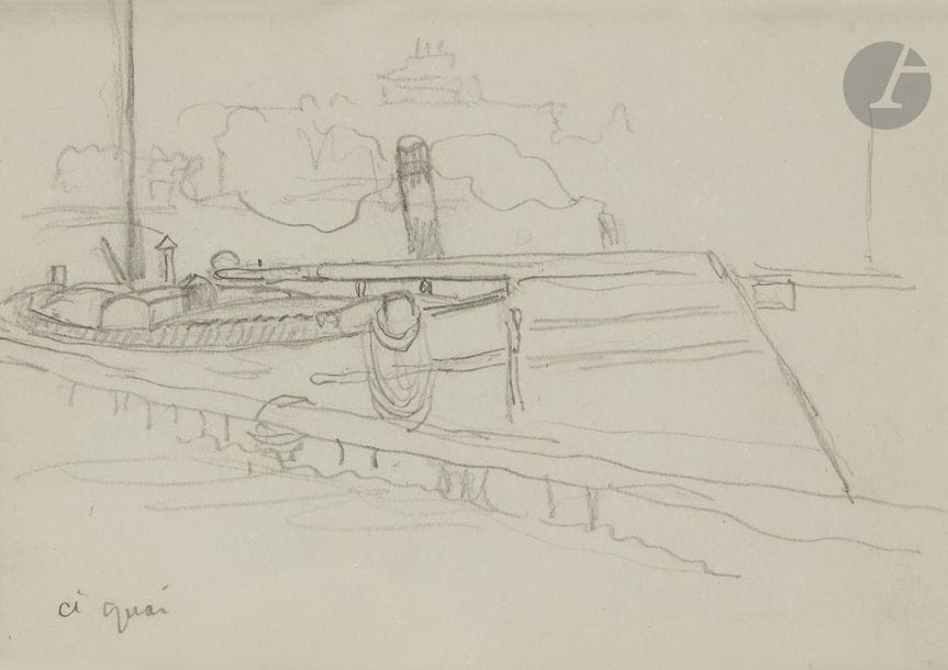 Henri-Edmond CROSS (1856 - 1910)
À quai - Rotterdam
2 dessins au crayon noir.
L’un situé en pied.
9 x 12,5 cm - 14,5 x 9,5 cm

Provenance : 
Collection André Dunoyer de Segonzac.