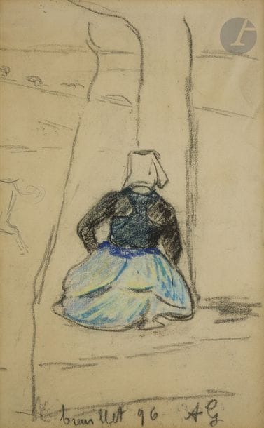 Armand GUILLAUMIN (1841 - 1927)
Paysanne à Breuillet, 1896
Pastel.
Monogrammé, daté et situé en pied.
45 x 27,5 cm