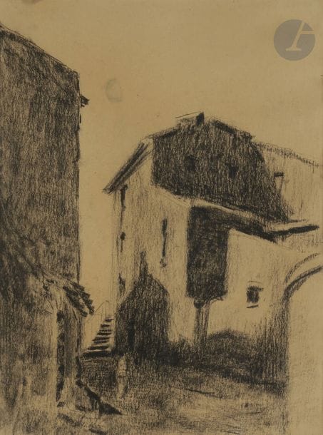 Victor CHARRETON (1864 - 1936)
Maisons dans un village auvergnat
Crayon noir.
Monogrammé en bas à droite.
37,5 x 27 cm