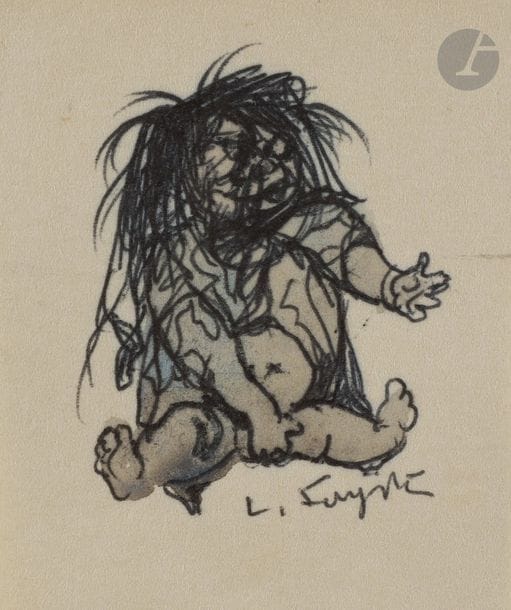 Léonard-Tsuguharu FOUJITA (1886 - 1968)
Enfant mendiant
Encre et aquarelle.
Signé en bas à droite.
8,1 x 6,9 cm

Provenance : 
Vente Maître Cornette de Saint-Cyr, Succession Kimiyo Foujita, Paris, 29 octobre 2013, n°316.

Un certificat de la maison de ventes Cornette de Saint-Cyr, en date du 4 novembre 2013, sera remis à l’acquéreur.