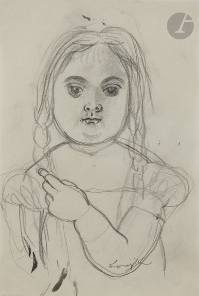 Léonard-Tsuguharu FOUJITA (1886 - 1968)
Portrait de fillette
Mine de plomb et rehauts d’encre.
Signé en bas à droite.
19,7 x 13,3 cm

Provenance : 
Vente Maître Cornette de Saint-Cyr, Succession Kimiyo Foujita, Paris, 8 décembre 2013, n°24.

Un certificat de la maison de ventes Cornette de Saint-Cyr, en date du 24 janvier 2014, sera remis à l’acquéreur.