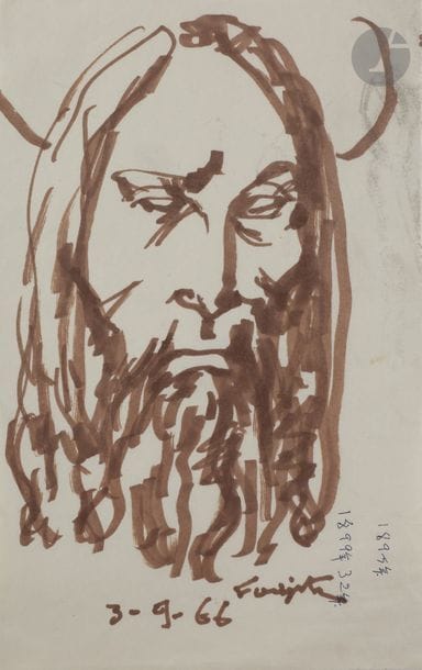 Léonard-Tsuguharu FOUJITA (1886-1968)
Tête de Christ, 1966
Feutre.
Signé et daté en pied.
32,5 x 20,5 cm

Provenance : 
Vente Maître Cornette de Saint-Cyr, Succession Kimiyo Foujita, Paris, 8 décembre 2013, n°225.

Un certificat de la maison de ventes Cornette de Saint-Cyr, en date du 10 février 2014, sera remis à l’acquéreur.