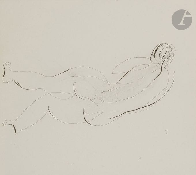 Jean FAUTRIER (1898 - 1964)
Nu étendu de dos, vers 1944
Encre.
Non signé.
29 x 34,5 cm

Provenance : 
Galerie Erval, Paris.