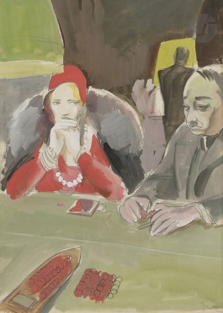 Milivoy UZELAC (1897 - 1977)
Au Casino
Aquarelle.
Signée en bas à droite.
50 x 36 cm