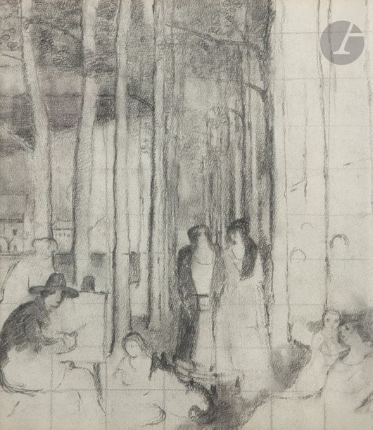 Paul DELVAUX (1897 - 1994)
Parc animé - Études
Fusain et mise au carreau double face.
23 x 34,5 cm

Un certificat de Monsieur Isy Brachot en date du 27 janvier 1990, pour l’une des faces du dessin, sera remis à Brachot sera remis à l’acquéreur