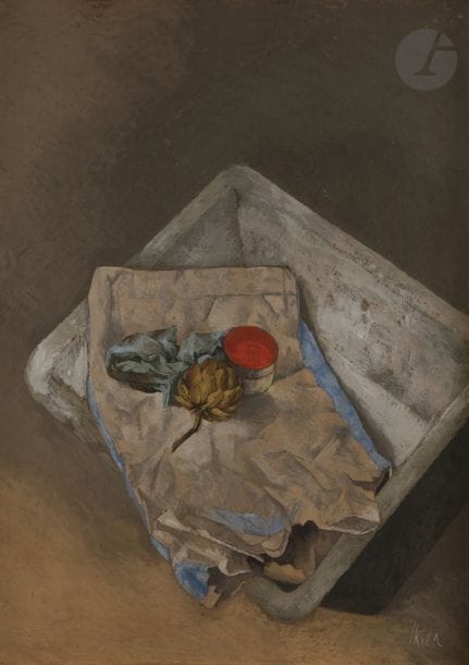 Pierre SKIRA (né en 1938)
Artichaut et petit pot de peinture
Pastel.
Signé en bas à droite.
78 x 57 cm