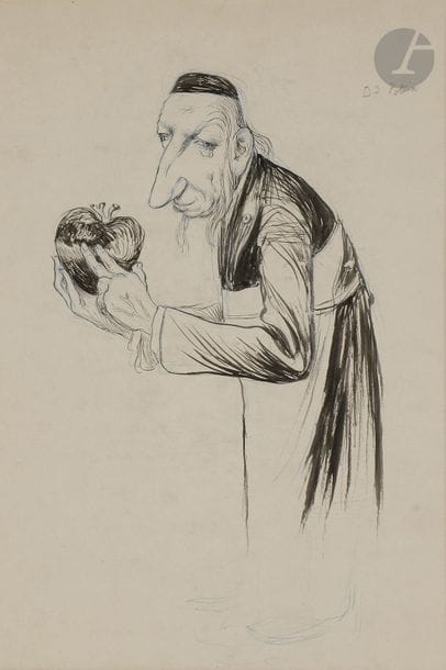 Jean VEBER (1868 - 1928)
Portrait du Docteur Potain
Crayon bleu et encre.
Non signé.
29,5 x 20 cm

Ce dessin fait partie d’une série intitulée Le Gotha médical.