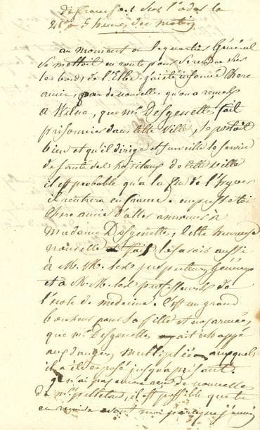 LARREY Dominique-Jean, baron (1766-1842) le grand chirurgien militaire.
L.A.S. « Bon D.J. Larrey », Francfort sur l’Oder, 24 [décembre 1812] « à 5 heures du matin », à SA FEMME ; 1 page et demie in-8 (cachet de la collection Crawford).

Pendant la retraite de Russie, au sujet de son collègue Desgenettes.
[Le médecin militaire René Dufriche DESGENETTES (1762-1837), fait prisonnier à Vilna, fut finalement libéré en reconnaissance des soins qu’il avait prodigués aux soldats russes blessés.]
Le quartier général quitte Francfort en direction de l’Elbe. Larrey a reçu des nouvelles de Wilna que « Desgenettes, fait prisonnier dans cette ville, se portoit bien et qu’il dirige et surveille le service de santé des hôpitaux de cette ville. Il est probable qu’a la fin de l’hyver il rentrera en France ». Larrey charge sa femme de transmettre ces bonnes nouvelles à Mme Desgenettes et à l’École de Médecine. « C’est un grand bonheur pour sa fille et nos armées que Mr Desgenettes ait échappé aux dangers multipliés auxquels il a été exposé jusqu’à présant ». Il est sans nouvelles de PELLETAN. Il assure sa femme et ses enfants de son amour…