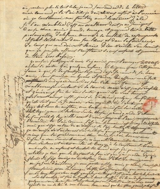 LARREY Dominique-Jean, baron (1766-1842) le grand chirurgien militaire.
L.A.S. « Bon D.J. Larrey », Francfort (Oder) 7 février 1813, à SA FEMME « la Baronne Larrey » ; 3 pages in-4 remplies d’une écriture serrée, adresse.

Belle et longue lettre à sa femme, après la retraite de Russie, sur sa carrière et sa conception de la médecine.
Il a lu la lettre « phylosophique » de sa femme, écrite sans doute après avoir vu Y… [le chirurgien Urbain Yvan] : « Quoique bien affligé des chagrins douloureux que tu as éprouvés à mon sujet et des critiques injustes que l’on fait sur mes sentiments […] je ne puis que louer tes intentions et te remercier des sages conseils que tu me donnes pour ma conduite politique. Je les suivrai en quelques points sans doute parce que notre interêt commun l’exige et la raison le dicte ; mais j’aimerai mieux mourir que de rester spectateur tranquile des soins indolents et forcés que la pluspart des personnes employées dans nos hôpitaux donnent aux malades. La direction medicale par cet esprit d’insoussiance et de venalité a converti les hommes qui doivent exercer une profession liberale et savante en simples journaliers et c’est pour avoir voulu rompre de telles habitudes que je me suis fait des ennemis aux attaques desquels je n’ai voulu répondre que par un profond silence »… Il a voulu respecter l’autorité ; s’il avait pris un autre parti, « j’aurai succombé et les blessés n’auroient pas moins été victimes »… Il ne faut pas demander à un chirurgien d’être administrateur, mot vide de sens pour eux… Qu’elle remercie donc M. YVAN de ses bonnes intentions et des services rendus à Larrey, à l’armée, mais Ribes seul peut lui dire tout ce qui s’est passé... « Au surplus il n’appartenoit qu’à ton pauvre Larrey de se rencontrer dans ces campagnes malheureuses où les plus belles choses du monde étoient étoufées par la masse de ces ombres epaisses qui troublent et effrayent les esprits les plus forts. Ce superbe academicien n’a fait que des prome