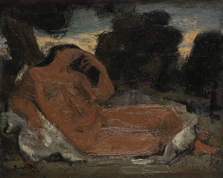 Jean SOUVERBIE (1891-1981)
Grand nu, 1950
Huile sur toile.
Signée, datée et dédicacée en bas à gauche.
33 x 41 cm