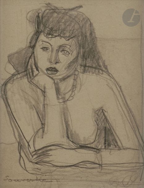 Jean SOUVERBIE (1891-1981)
Portrait de femme, 1920
Crayon noir.
Signé et daté en bas à droite.
23 x 19 cm
On joint : Femme accoudée, mine de plomb, signée, 11 x 8.5 cm