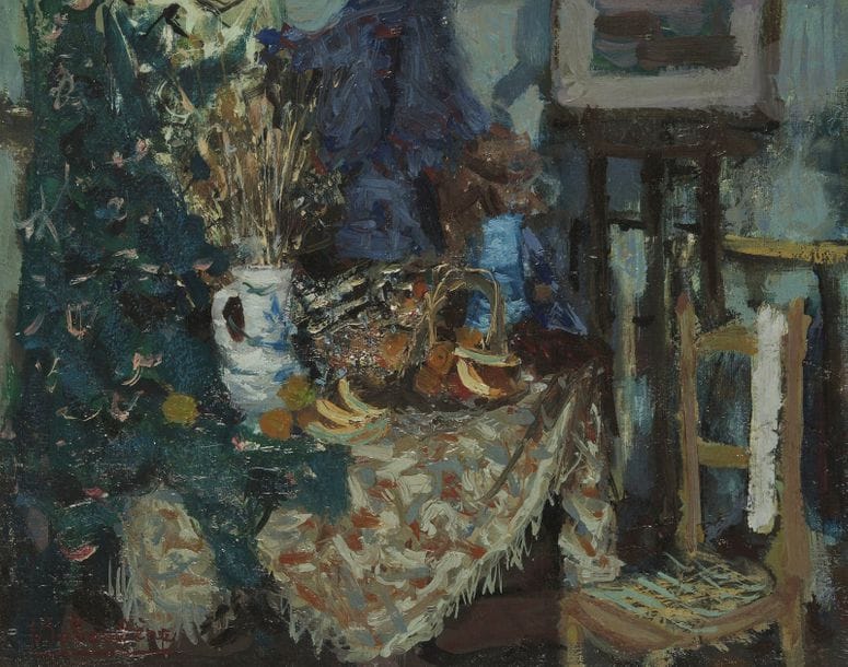 Eugène BABOULèNE (1905-1994)
Coin intime, 1956
Huile sur toile.
Signée en bas à gauche.
Signée, datée et titrée au dos.
27 x 35 cm